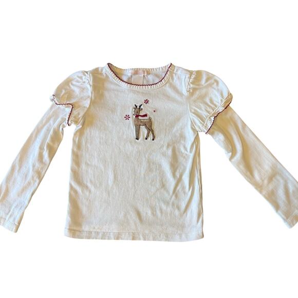 JANIE and JACK Reindeer Shirt Top Youth Girls size 3 RL Christmas Holidays Retro - Picture 1 of 6